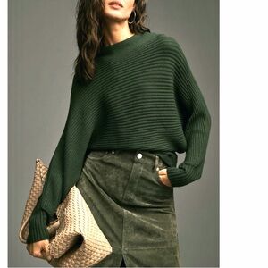 Nwt the Kendall Ribbed Green Sweater